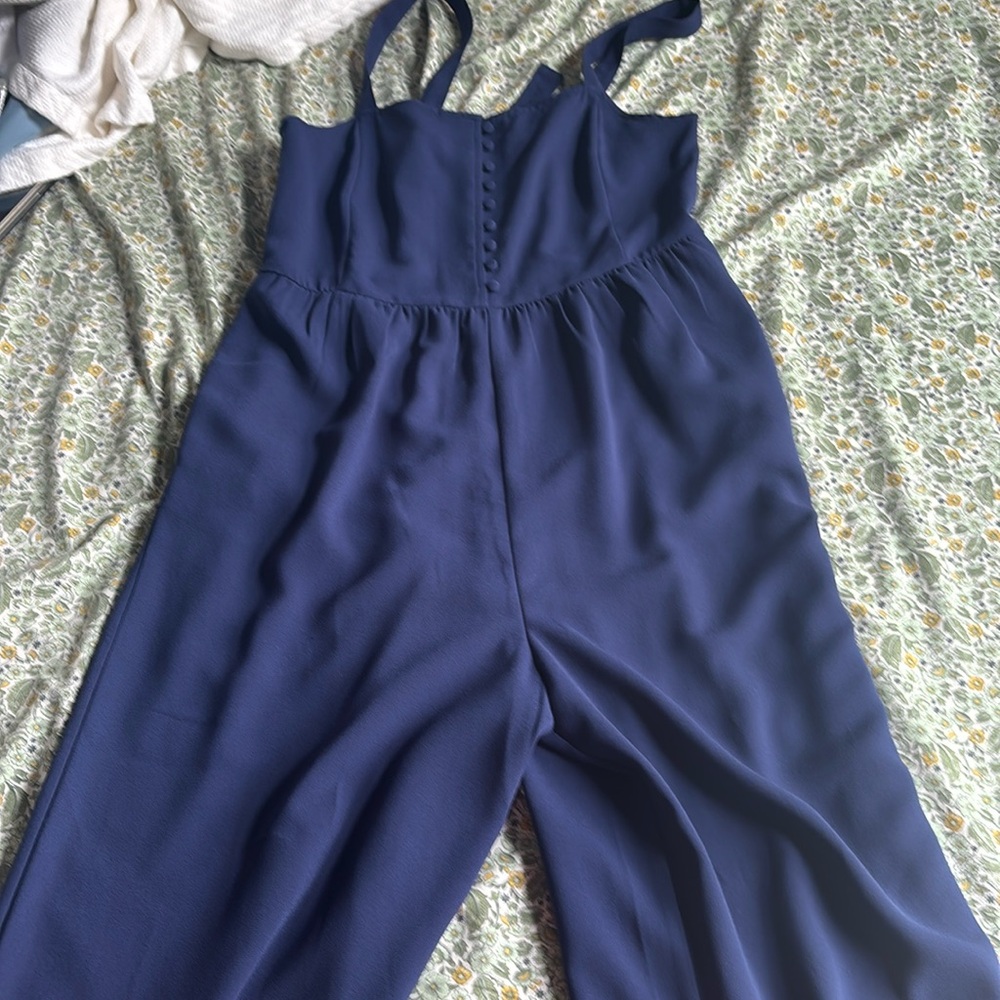 Madewell Navy Blue Wide Leg Button Down Jumpsuit Size 10